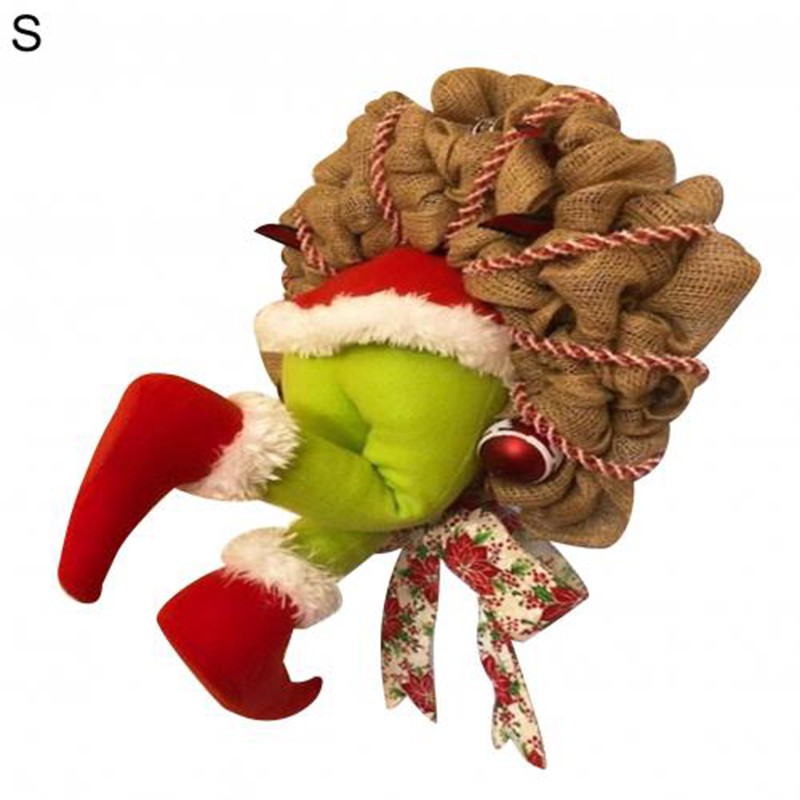 Shenwei Christmas Thief Burlap Stealer Design Home Front Door Wreath Hoop Xmas Decor Santa Claus Christmas Tree Ornaments 2021 Hot Shopee Singapore