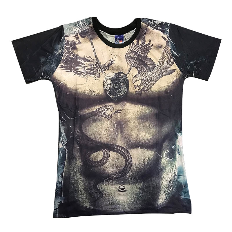 Women Men Creative Eagle Tattoos Funny 3d Muscle Tattoo Print - abs six pack roblox t shirt