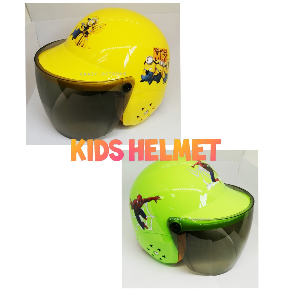 Cartoon Kids Motorcycle Safety Helmet Topi Keledar Kanak Kanak Shopee Singapore