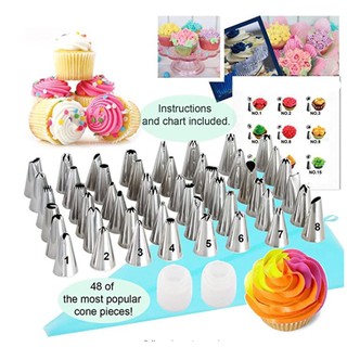 90pcs cake decorating set of piping tips turntable cake slicer russian piping nozzle spatula cupcake liner #3