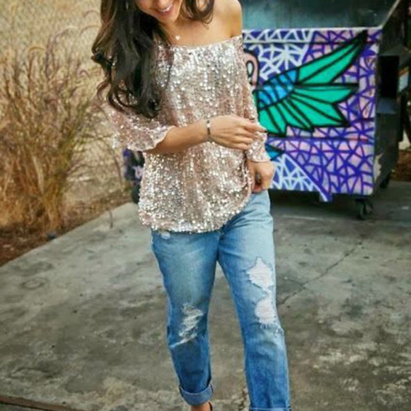 shiny sequin tops