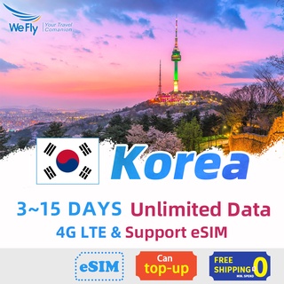 Korea Sim Card Unlimited data 4G LTE High 3-15 days Speed KDDI KT Support eSIM