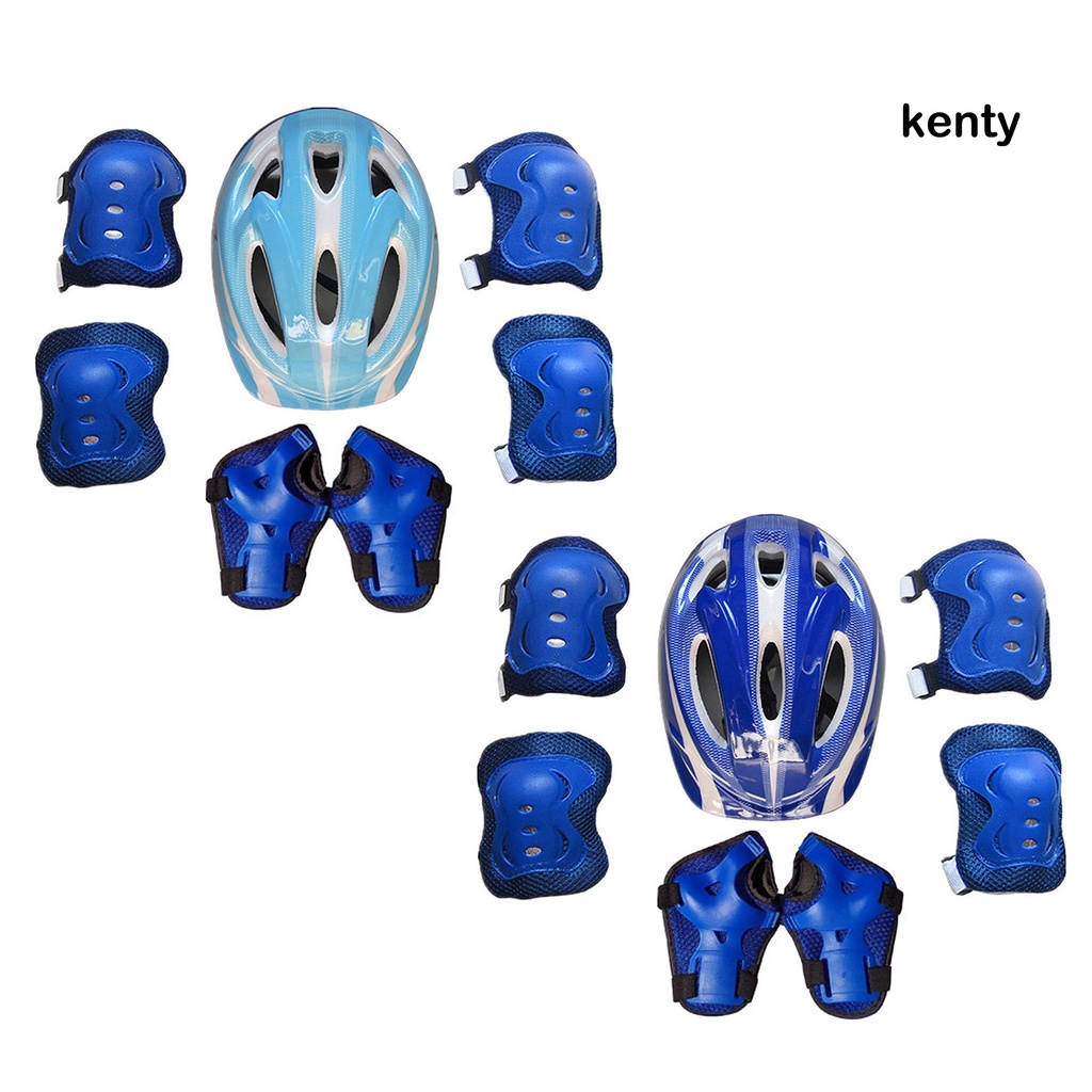 QX_ Kids Children Roller Skates Bike Safety Helmet Knee Elbow Wrist Guard Pad Set