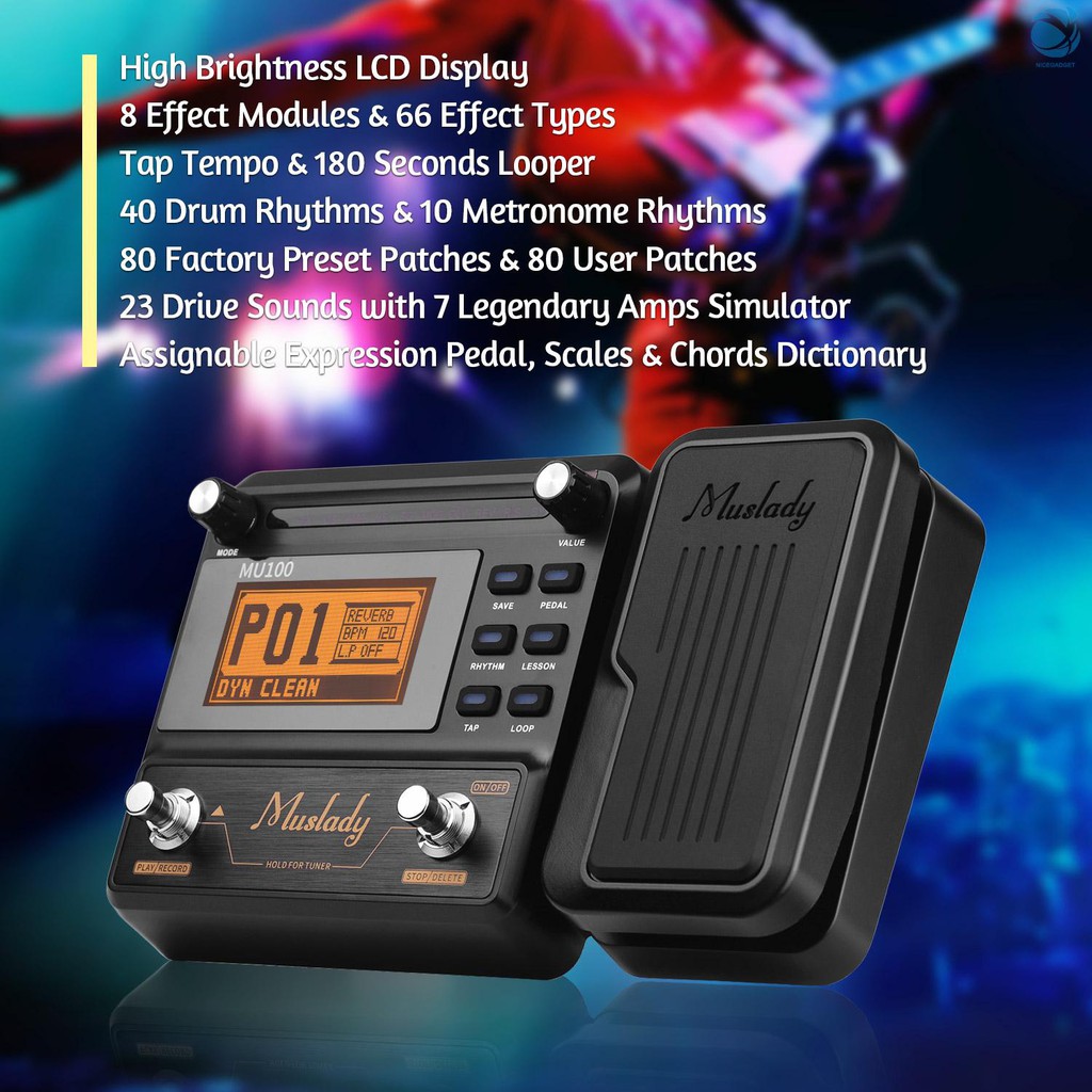Muslady MU100 Guitar Multi-effects Processor Electric Guitar Effect