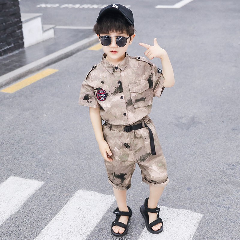 Pakaian kanak kanak baru Anak laki laki kamuflase baju Pakaian kanak kanak baru Anak laki laki kamuflase baju