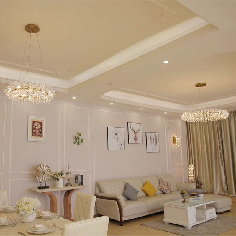 Crystal Rings Chandelier Kitchen Led Chandelier Lighting Living Room Led Luxury Crystal Lustre Dining Room Pendant Lamps Shopee Singapore