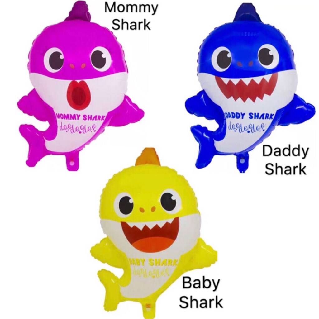 (SG seller) Baby Shark / Mommy Shark / Daddy Shark foil balloon for ...