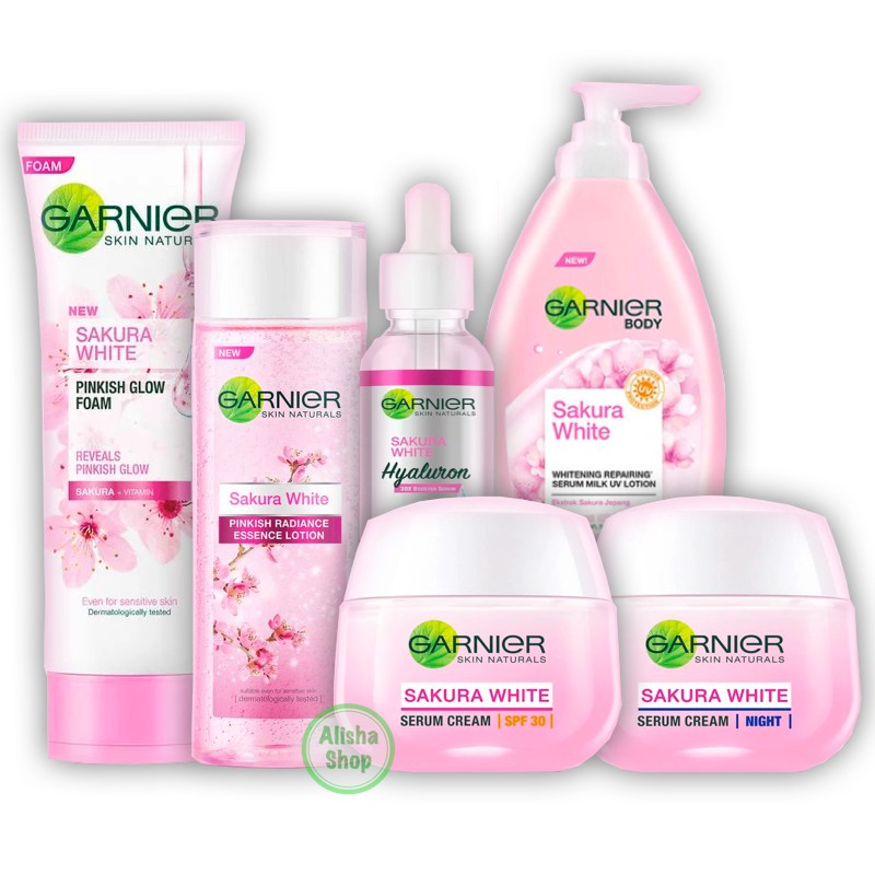Garnier Sakura White Package Foam Essence Lotion Serum Day Cream Night Cream Body Lotion 6 Pcs Shopee Singapore