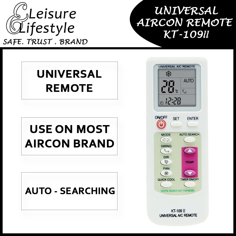 Universal Aircon Remote Control Kt 109ii Shopee Singapore