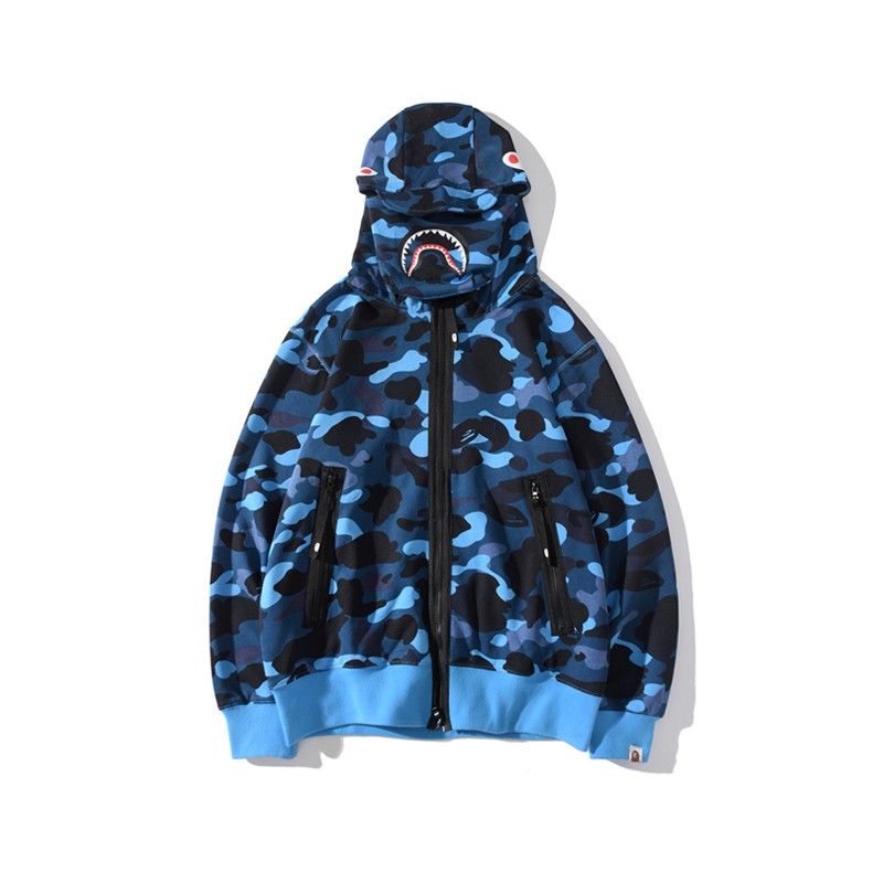 bape hoodie camo blue