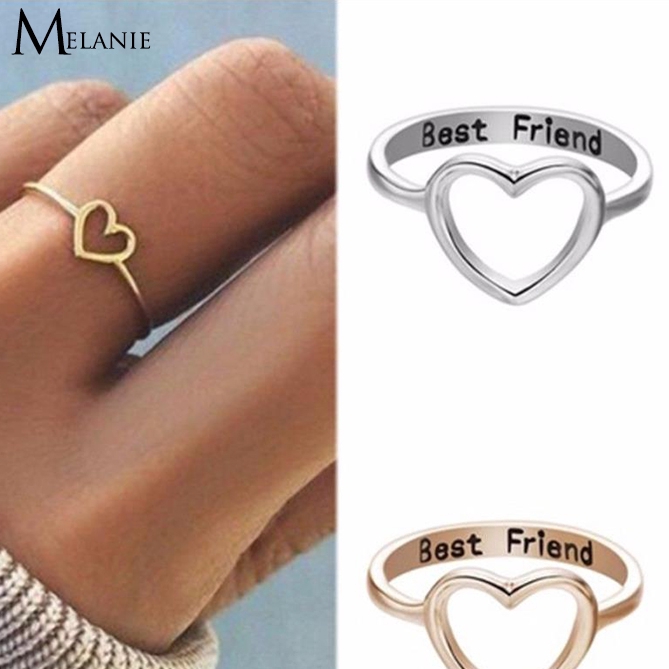 Women Love Heart Best Friend Ring Promise Jewelry Friendship Rings Bands US 6-10