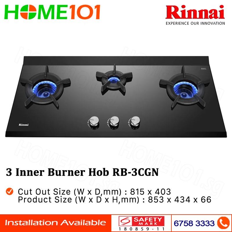 Rinnai 3 Inner Burner Hob RB-3CGN - LPG / PUB | Shopee Singapore