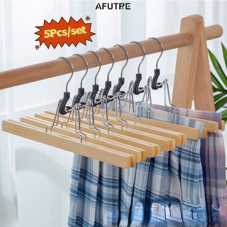 Smooth Solid Wood Wooden Pants Hangers with Clips Non Slip Skirt Hangers 