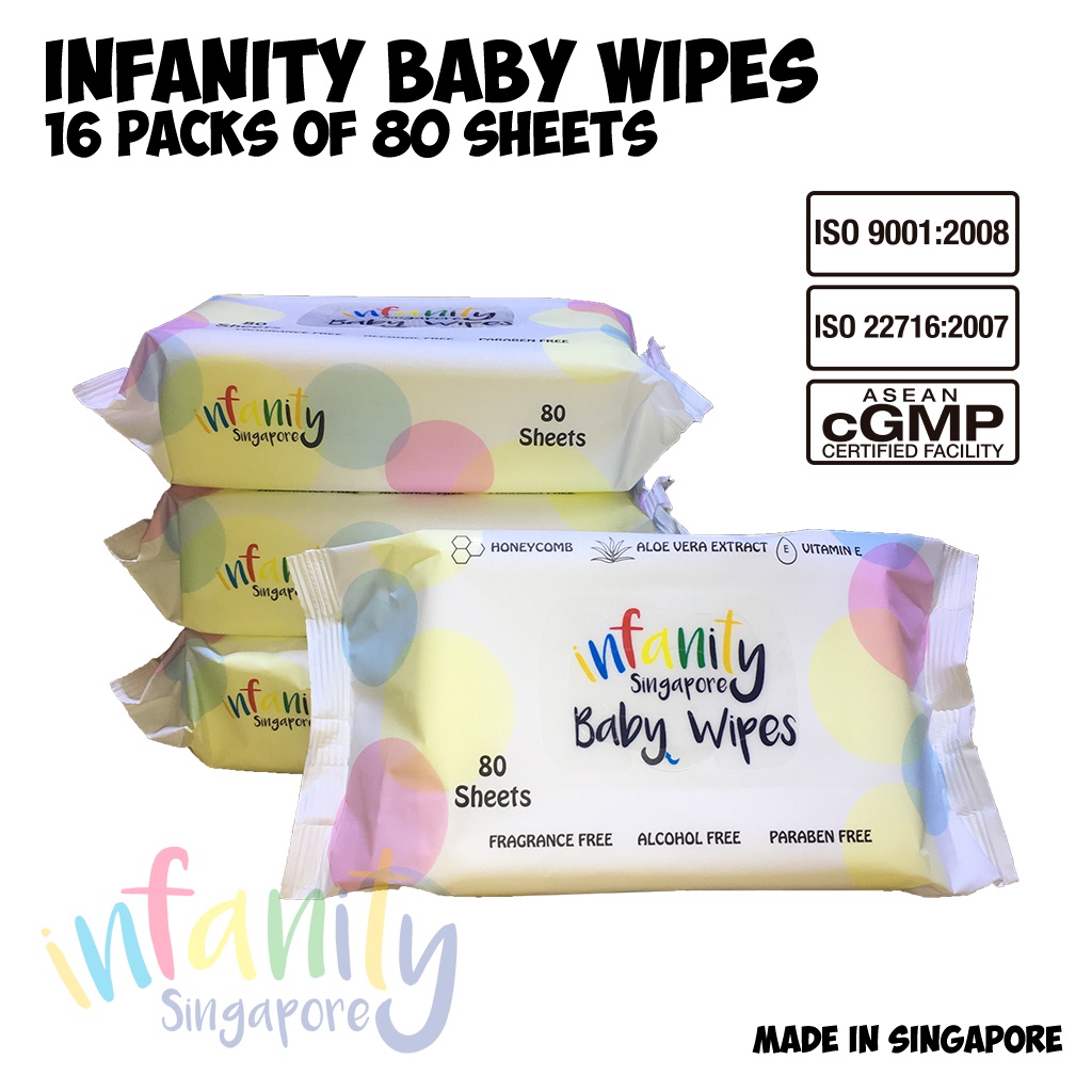 Infanity Thick Baby Wet Wipes 16 Packs x 80Sheet / 99.9 Pure Water