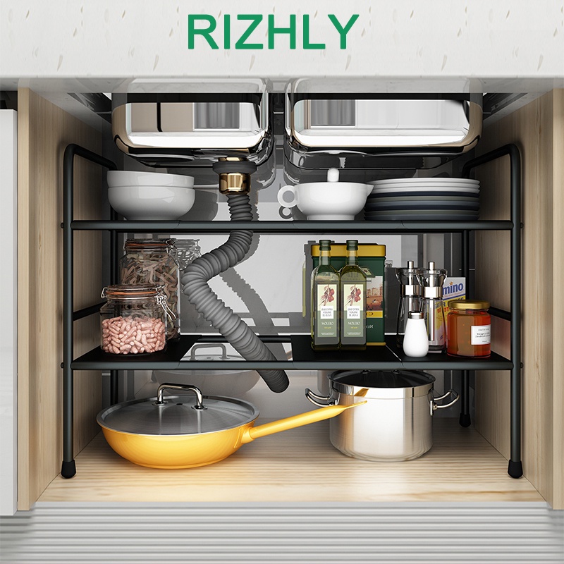 Under Sink Kitchen Rack Expandable Shelf Organizer Rack with