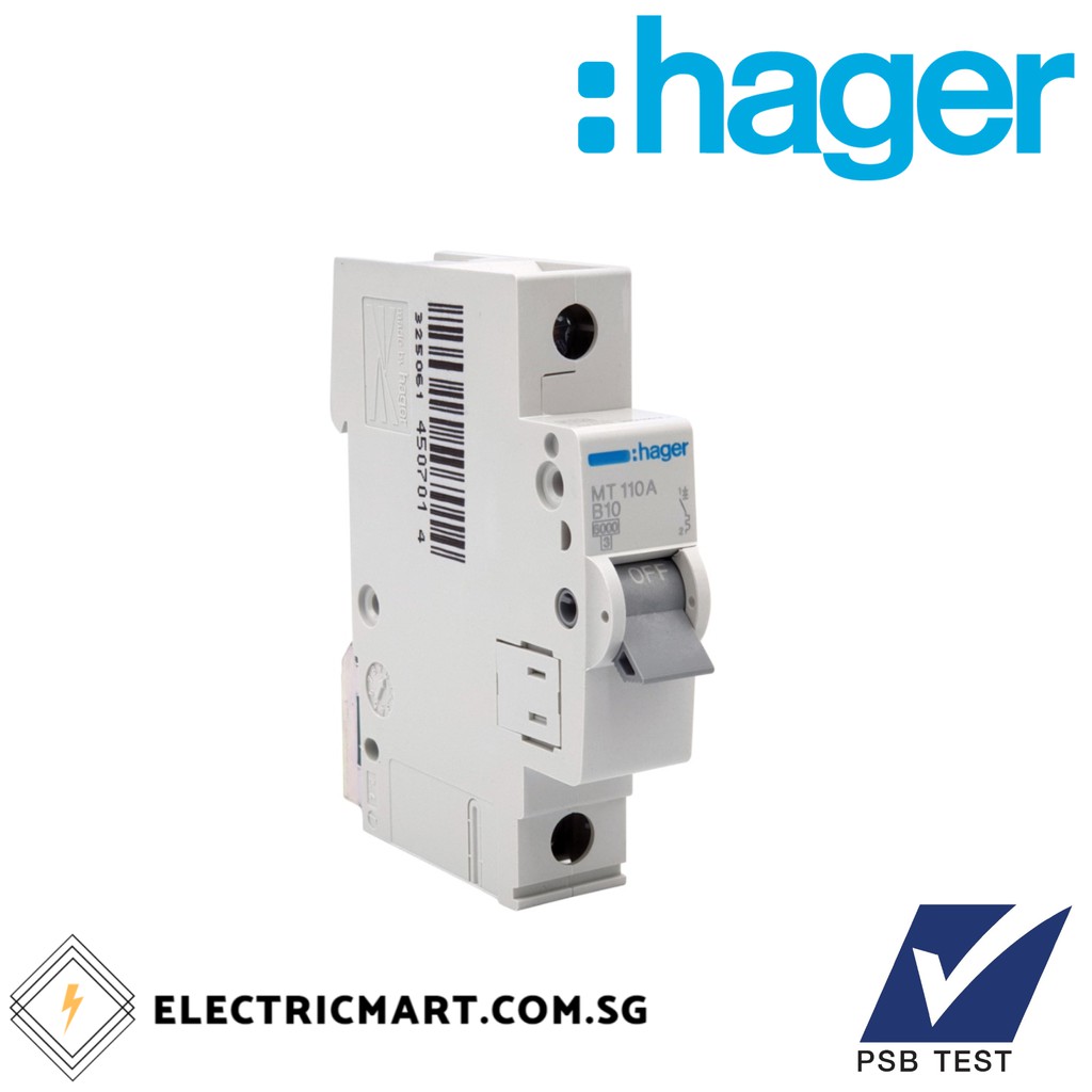 Hager MT110A 10A 1P Single Pole 6kA Type B Miniature Circuit Breaker ...