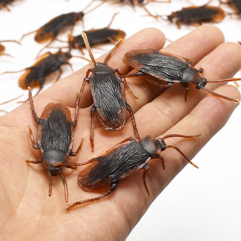12Pcs Fake Roaches Prank Novelty Cockroach Bugs/Scary Insects Realistic Plastic Bugs for Party, Christmas, Halloween April Fool's Day Gag Gift/Halloween Plastic Bugs