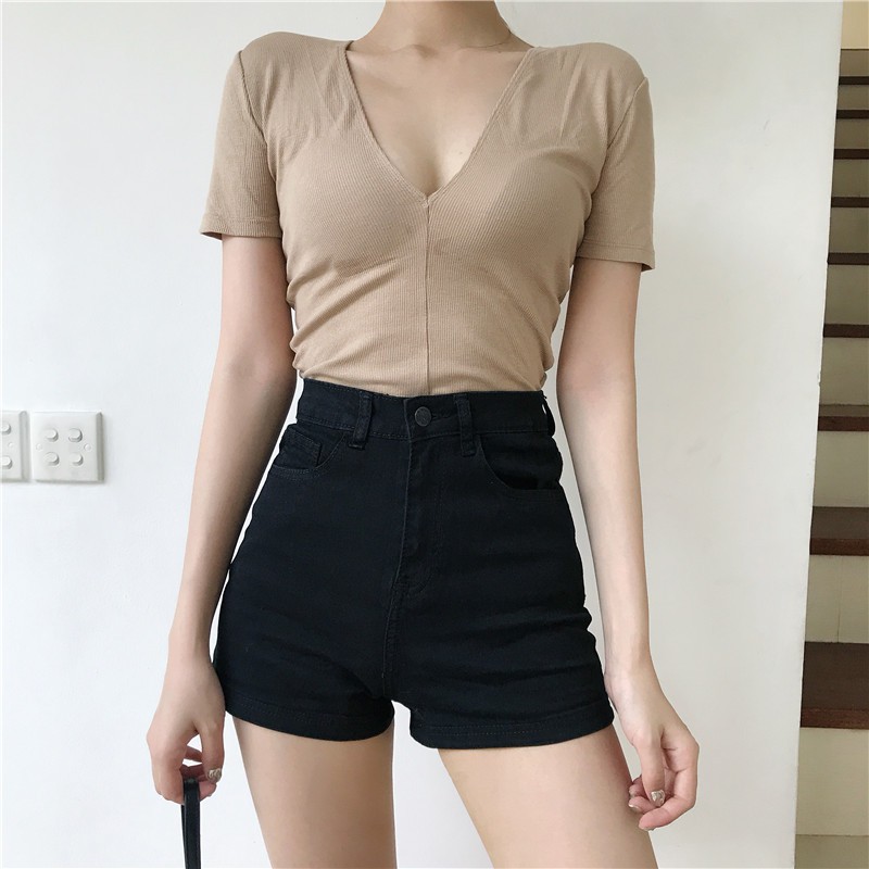 High Waist Elegant Jeans Female Tight Pack Hip Sexy Short Shorts Shopee Singapore