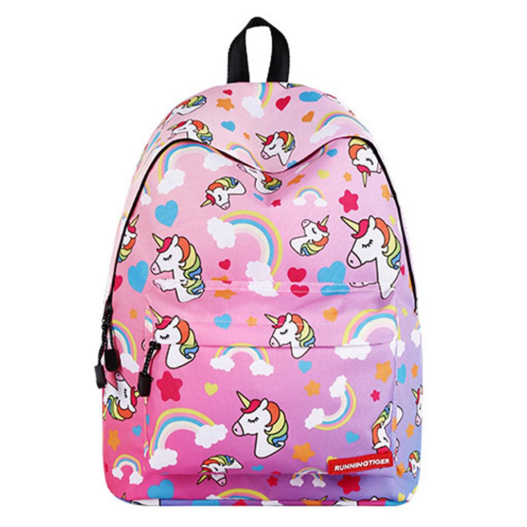 🌈READY STOCK🌈Unicorn Backpack School Bag Rainbow Unicorn Women Canvas