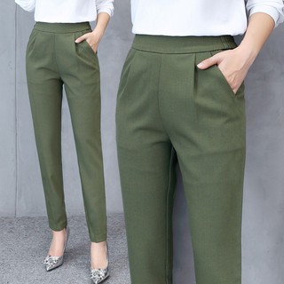 Image of Plus Size Fashion Women's Casual Mid Waist Long Trousers Office Work Pants