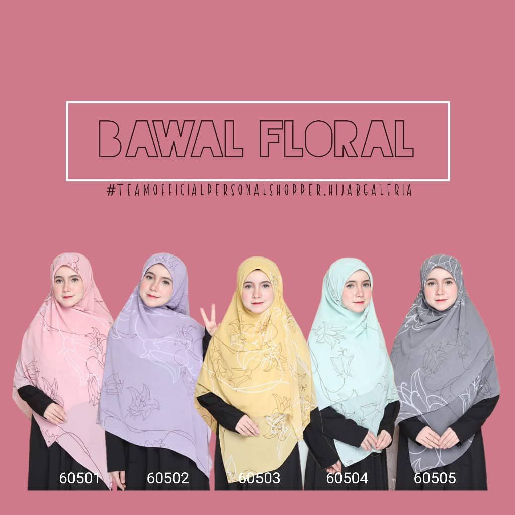 Hood Bawal Chiffon Floral By Hijab Galeria Bidang Big Bidang 60 Shopee Singapore
