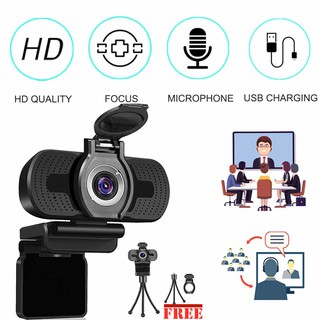 【SG Stock】Hd 2K 1080p Webcam Computer Pc Webcamera With Microphone + FREE Tripod