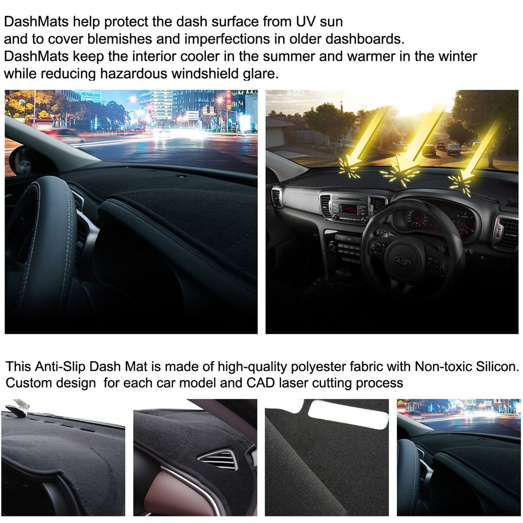 Aoneexpress Non Slip Black Dash Mats For 2011 2018 Hyundai