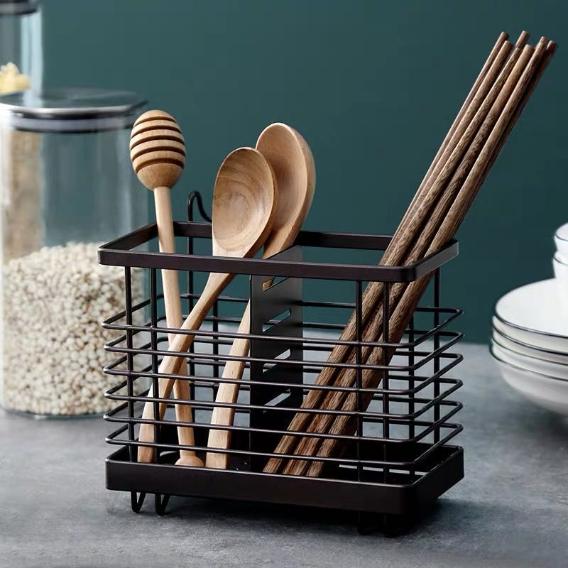 Drainer Spoon Fork Storage Basket Metal Hanging Chopsticks Tube Rust ...