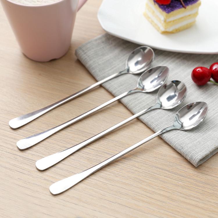 YT-Korea Creative Stainless Steel Long Spoon Office Coffee Spoon ...