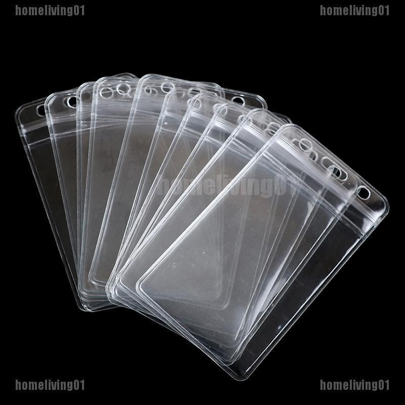 HL 10Pcs Vertical Transparent Vinyl Plastic Clear ID Card Badge Holder ...
