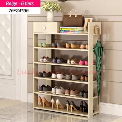 Minimalist Wooden Shoe Shelf 5 6 Tier Shoe Rack Shopee Singapore