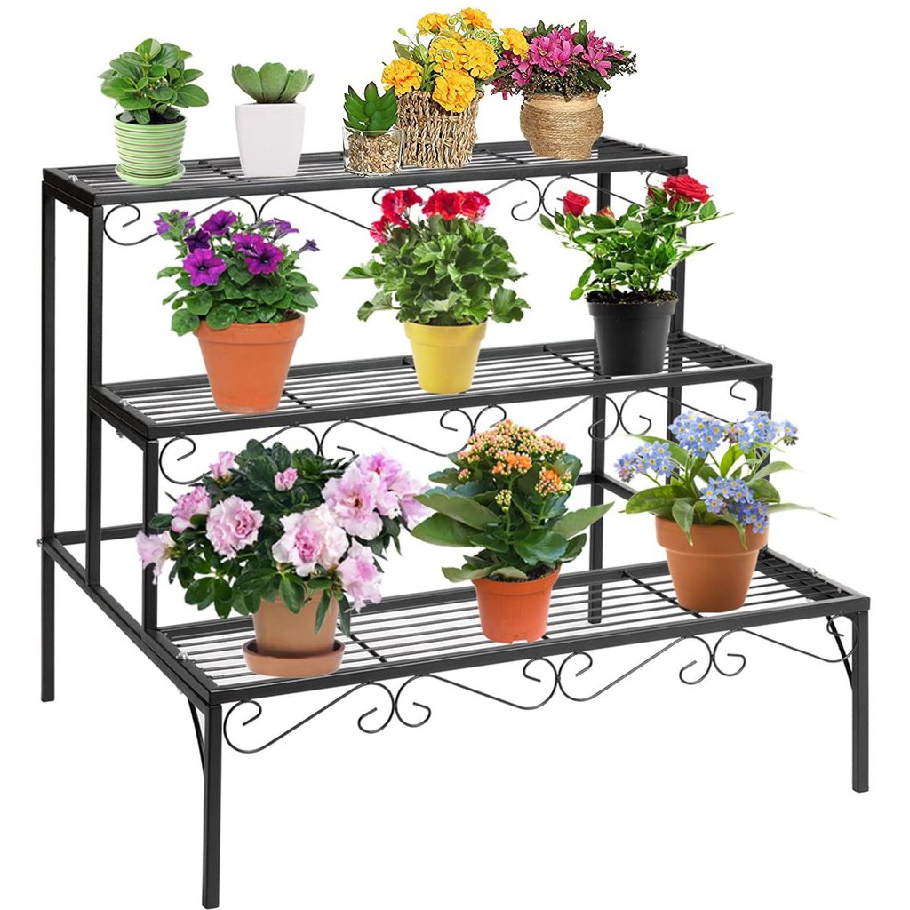 2020 New Tiered Plant Stand Outdoor Metal 3 Tier Stands for Multiple