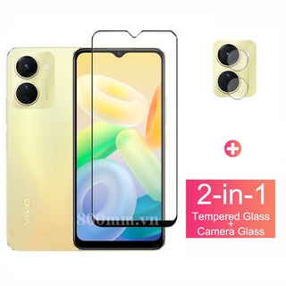 Vivo Y16 Tempered Glass Full Cover Screen Protector for Vivo Y22S Y35 Y76 Y30 5G Y55 Y72 Y75 Y02S Y77 Y75 Y33S X70 X80 Pro Glass Film and Camera Lens Film