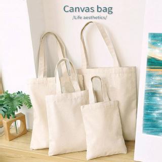 Creamy White Canvas Shopping Bags Eco Reusable Foldable Plain Bag Large Handbag Fabric Cotton ...