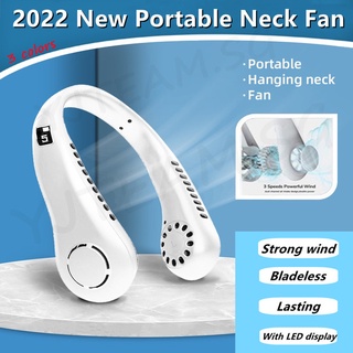 🇸🇬Ready Stock🇸🇬 Upgraded Version Leafless Fan USB Portable Rechargeable Hanging Neck Fan Lazy Outdoor Fast Cooling Fan Long Battery Life with Digital Display