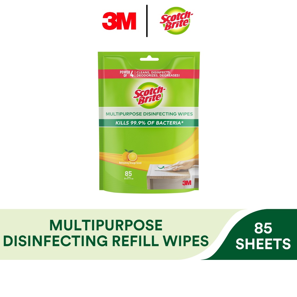3M Scotch Brite Multipurpose Refill Disinfecting Wipes, 85 Sheets/Pack