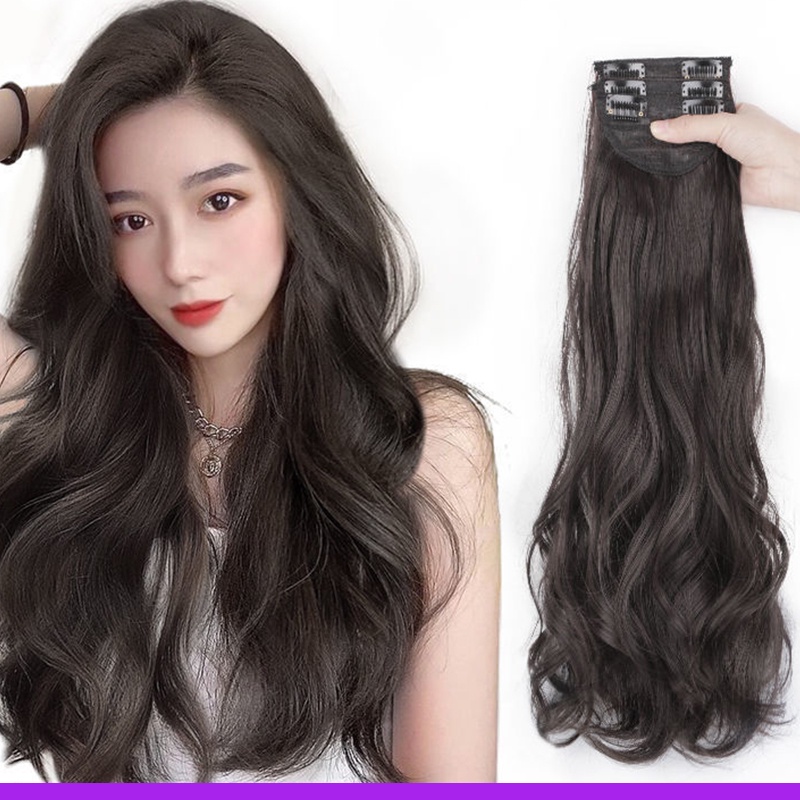 20 Inch Long Wavy Hair Extension 3pcs/set Clip in Piece Synthetic Wig  Thicken Curly Hairpiece Wigs | Shopee Singapore