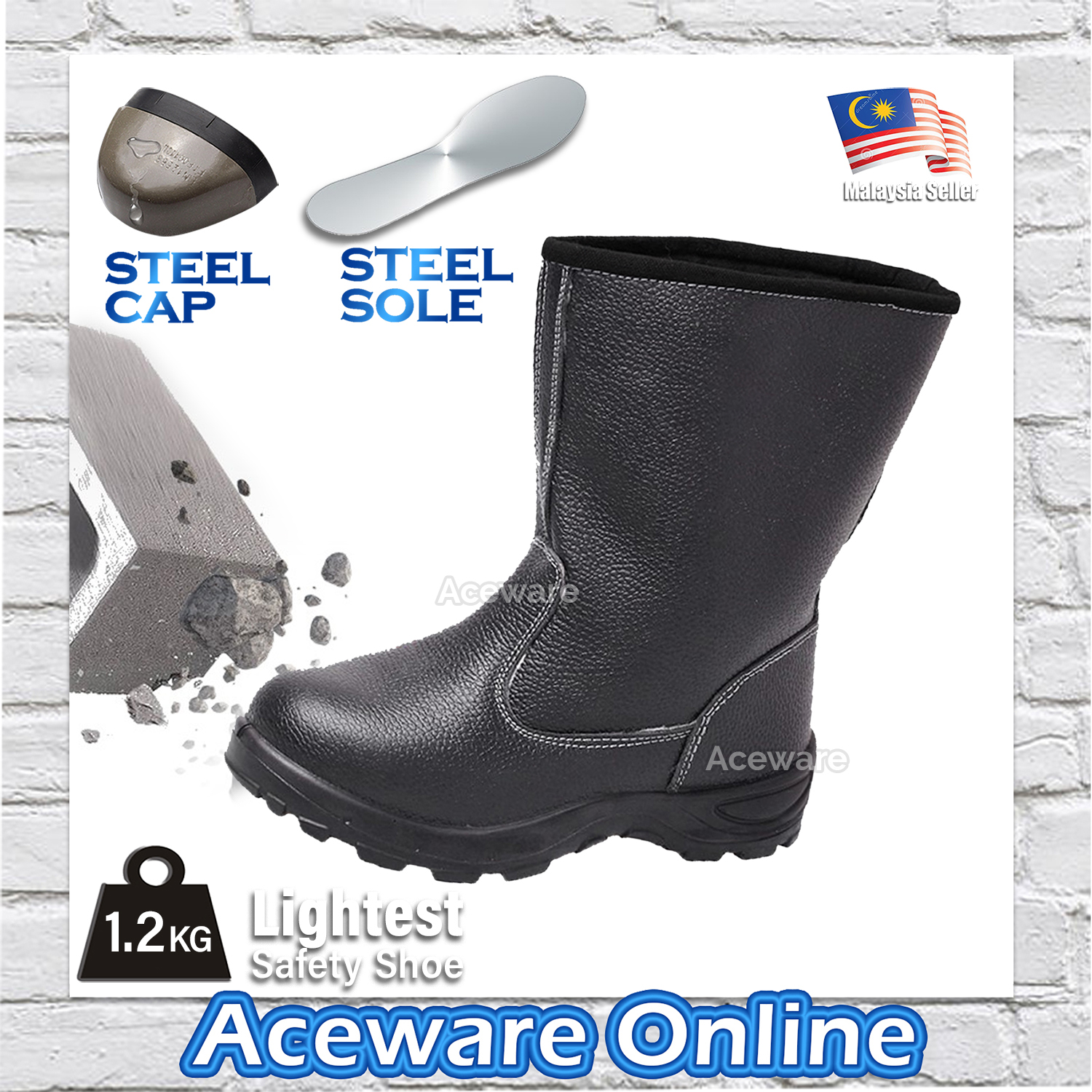 Steel Toe Cap Mid Sole High Cut Safety Boot High Ankle Kasut Safety