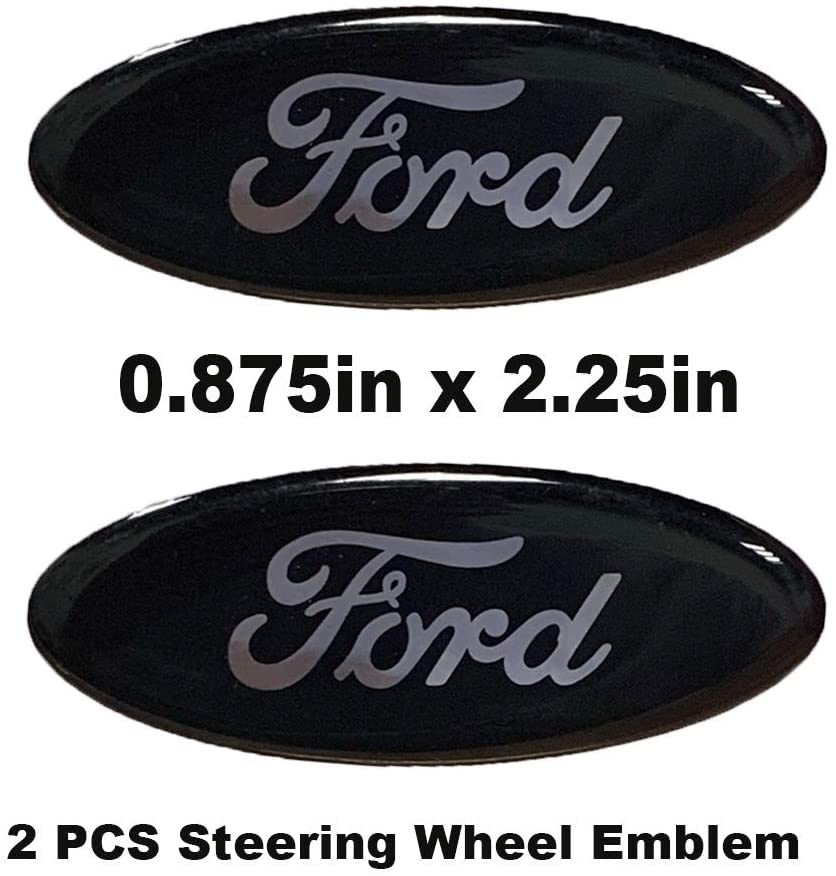 2 PCS Steering Wheel Logo Emblem Badge Overlay Decal Sticker For Ford F-150 F-250 F350 0.875in x 2.25in 