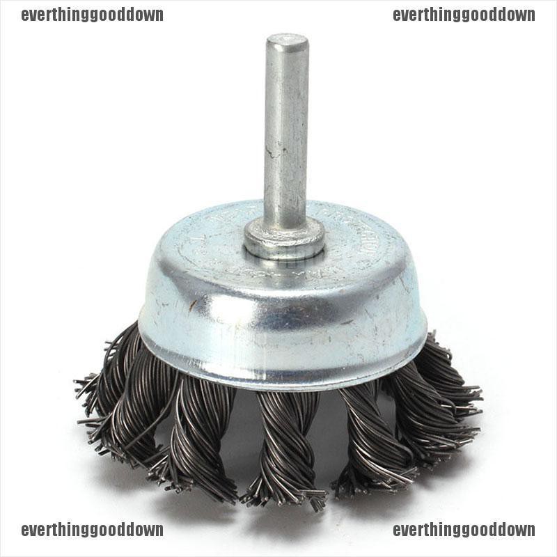 【evert】2.5''Metal Wire Wheel Cup Brush Crimped with 1/4" Shank For Die