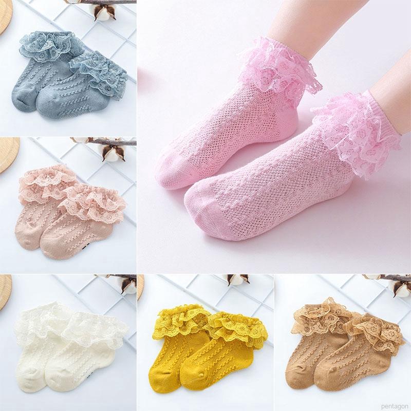 Baby Girl Socks Ruffle Lace Design Summer Double Lace Princess Socks