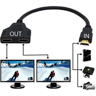 2 Way HDMI Splitter; 1 IN 2 OUT. Connect 2 Monitors or TV's. Dual HDMI Switch, Gold Plated 2-Port HDMI Splitter Cable