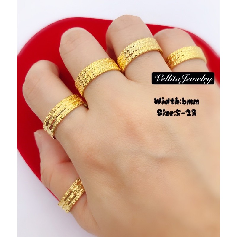 Vj 999 9 Gold Plated 916 Gold Plated Ring 3mm 7mm Rattan Split Ring Shopee Singapore