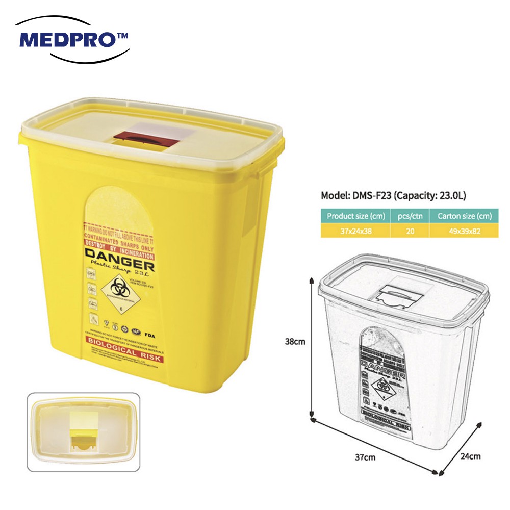 Sharps Disposable Box Container With Lid 1L/3L/5L/23 Litres MEDPRO