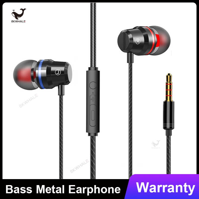 BKWHALE Best Metal Earphone Sports Inear Wired Headphones AntiSweat