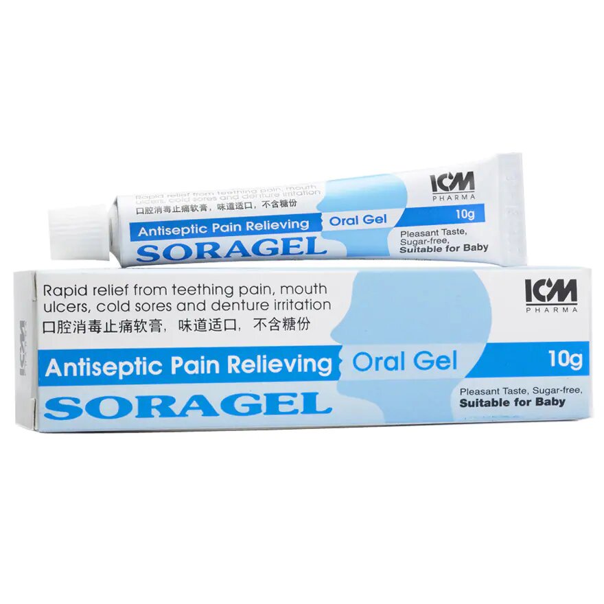 ICM Pharma Soragel Antiseptic Pain Relieving Oral Gel 10g (Rapid Relief
