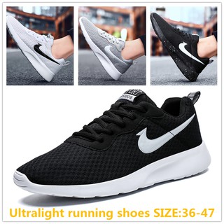 Ready Stock Size :36-47 Men's shoes Running shoes super light casual breathable mesh surface fly woven