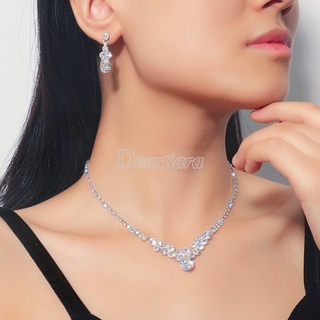 Image of thu nhỏ Fashion Bright Full Diamond Zircon Water Drop Necklace Earrings Set Bridal Wedding Jewelry #2