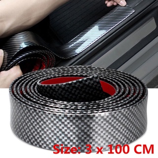 Ath(in stock)3x100cm Carbon Fiber Rubber Car Strip Guard Anti Scratch Sticker