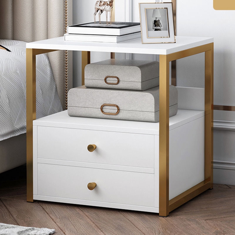 Check out our gold bedside table selection for the very best in unique or custom, handmade pieces from our furniture shops. white gold bedside table simple modern multi functional northern europe imitation solid wood economy bedroom storage small cabinet drawer